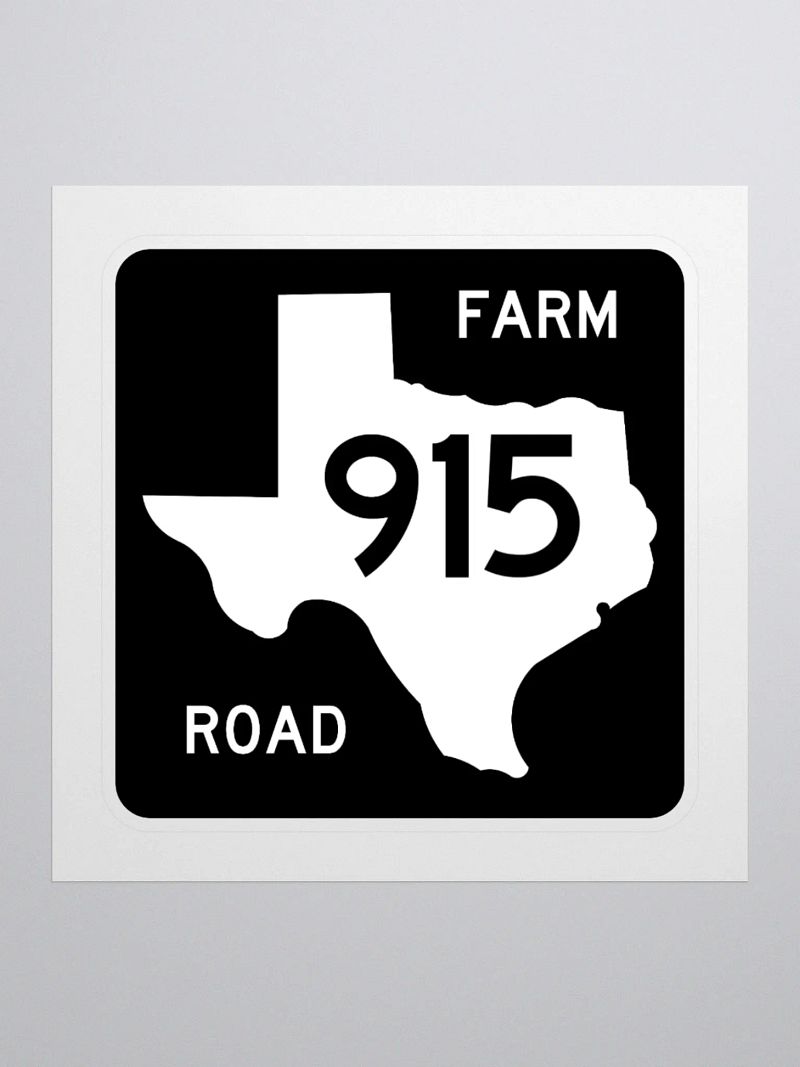 Texas Farm Road Sign FM 915 Sticker