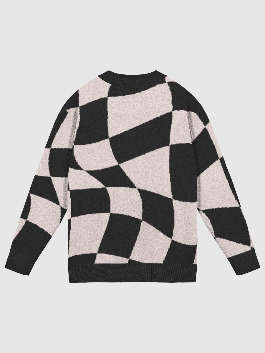 Distorted Check Pink Black Cardigan Sweater product image (10)