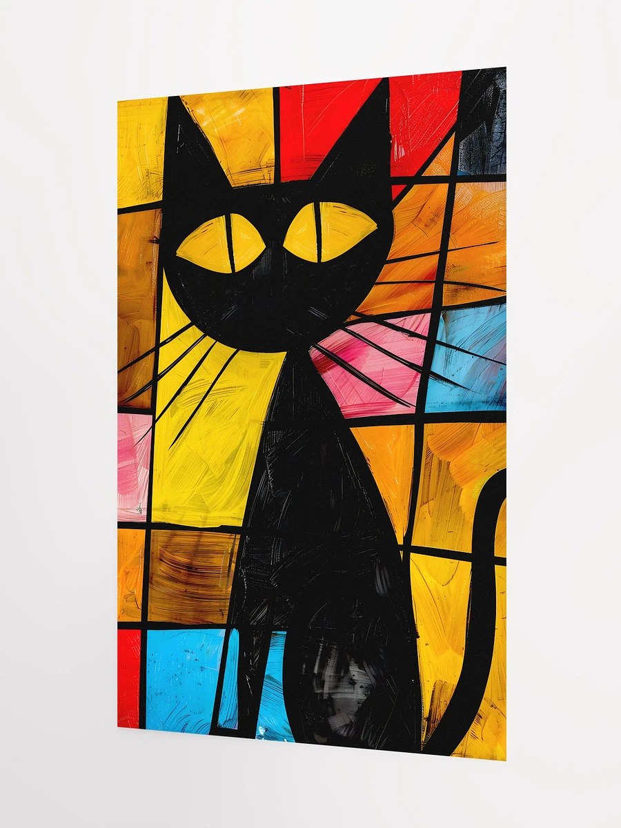 Geometric Mosaic: Abstract Stained Glass Cat Artwork Matte Poster product image (5)