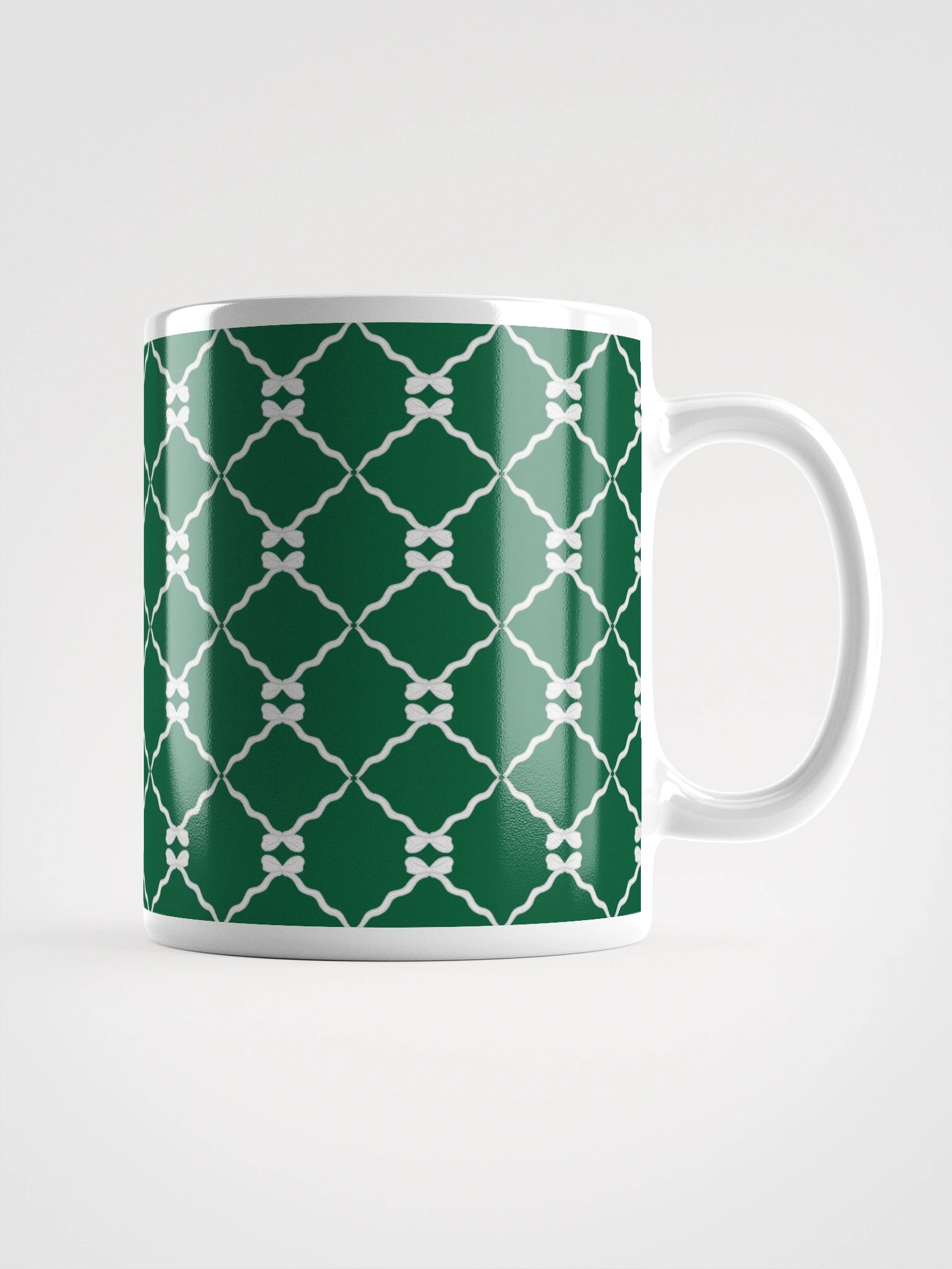 Bows and Ribbon Pattern Mug in Green and White product image (3)