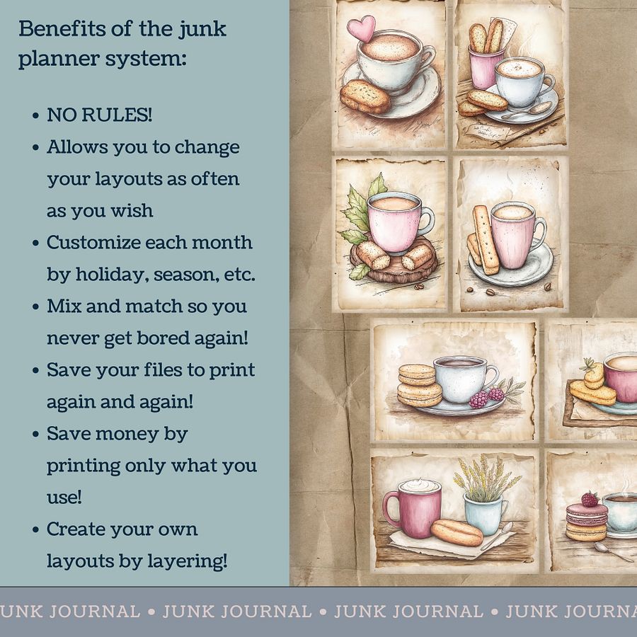 Coffee & Biscuits - Printable Journal Cards V5 product image (3)