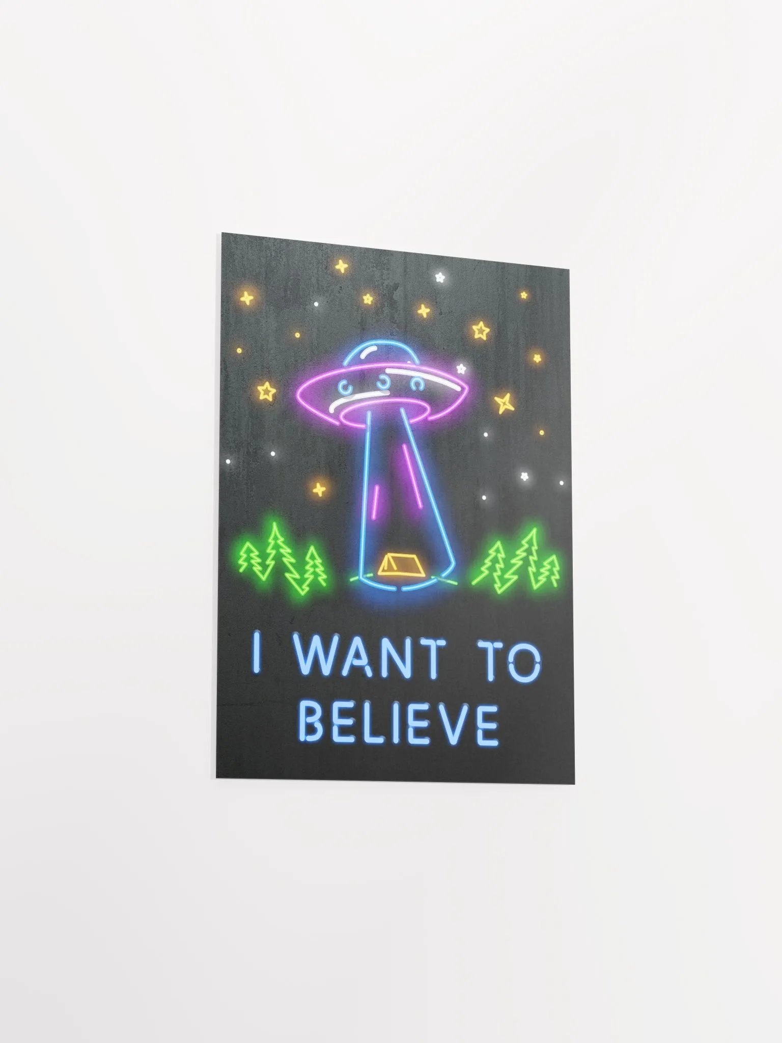 I want to believe / X-Files poster. Neon version — sci-fi poster, movie poster, space art print product image (8)