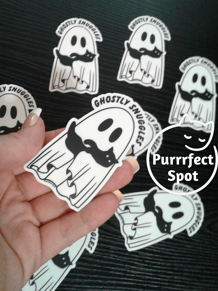 Ghostly Snuggles Ghost & Cat Sticker 🐾👻 product image (1)