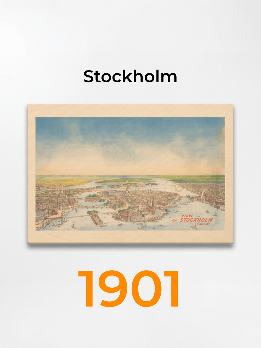 Stockholm Aerial View Canvas Print – 1901 Hand-Drawn Cityscape product image (5)