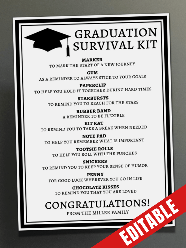 Editable Graduation Survival Kit & Gift Tags product image (1)