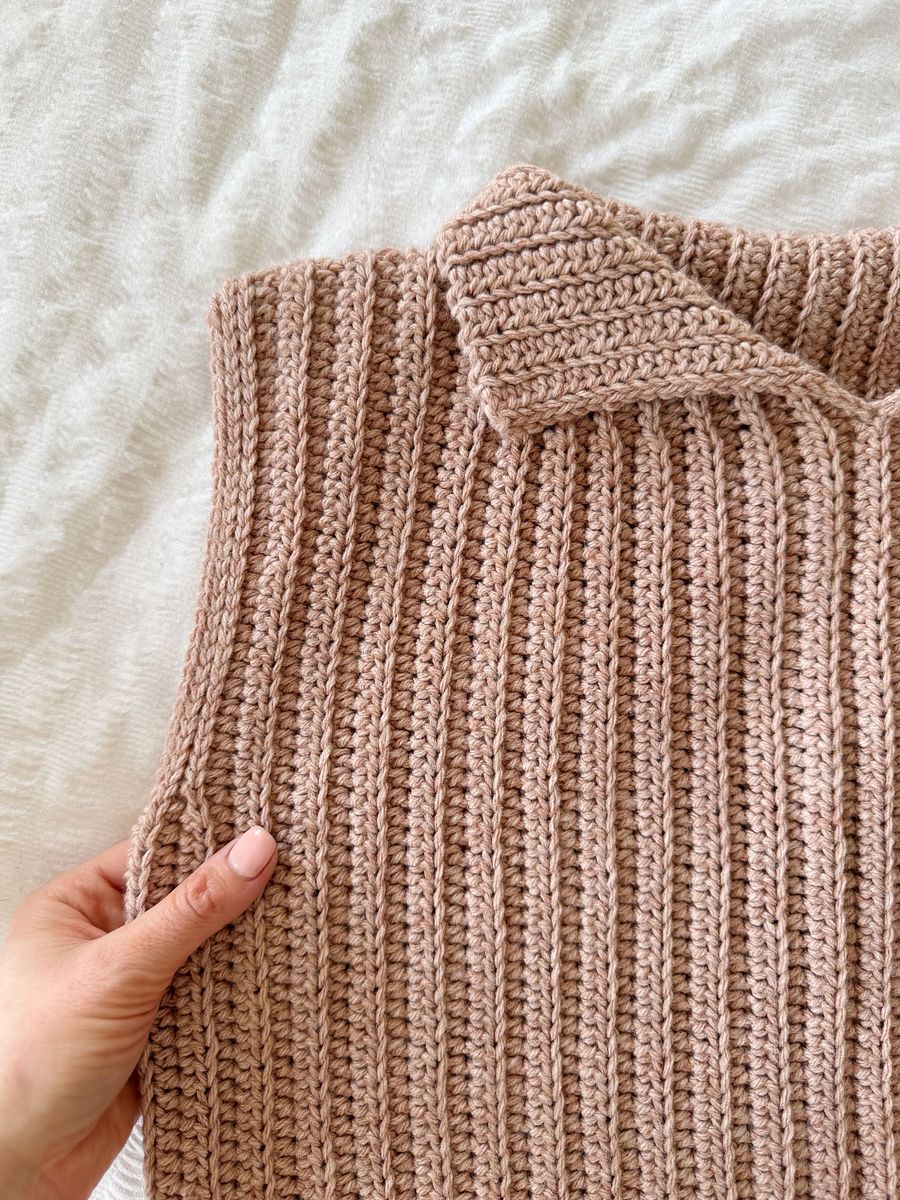Beginner Pullover or Vest Pattern / Easy Crochet Sweater Pdf Pattern / Adult Sizes XS to 5XL ribbed crochet top pattern product image (10)