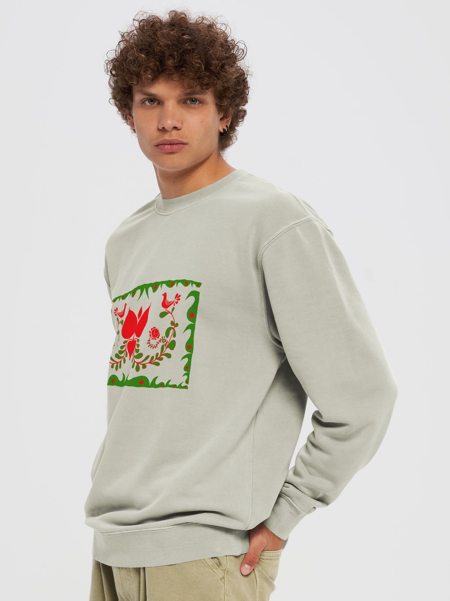 Green Shades Hungarian Folk Art Inspired Unisex Sweatshirt product image (5)
