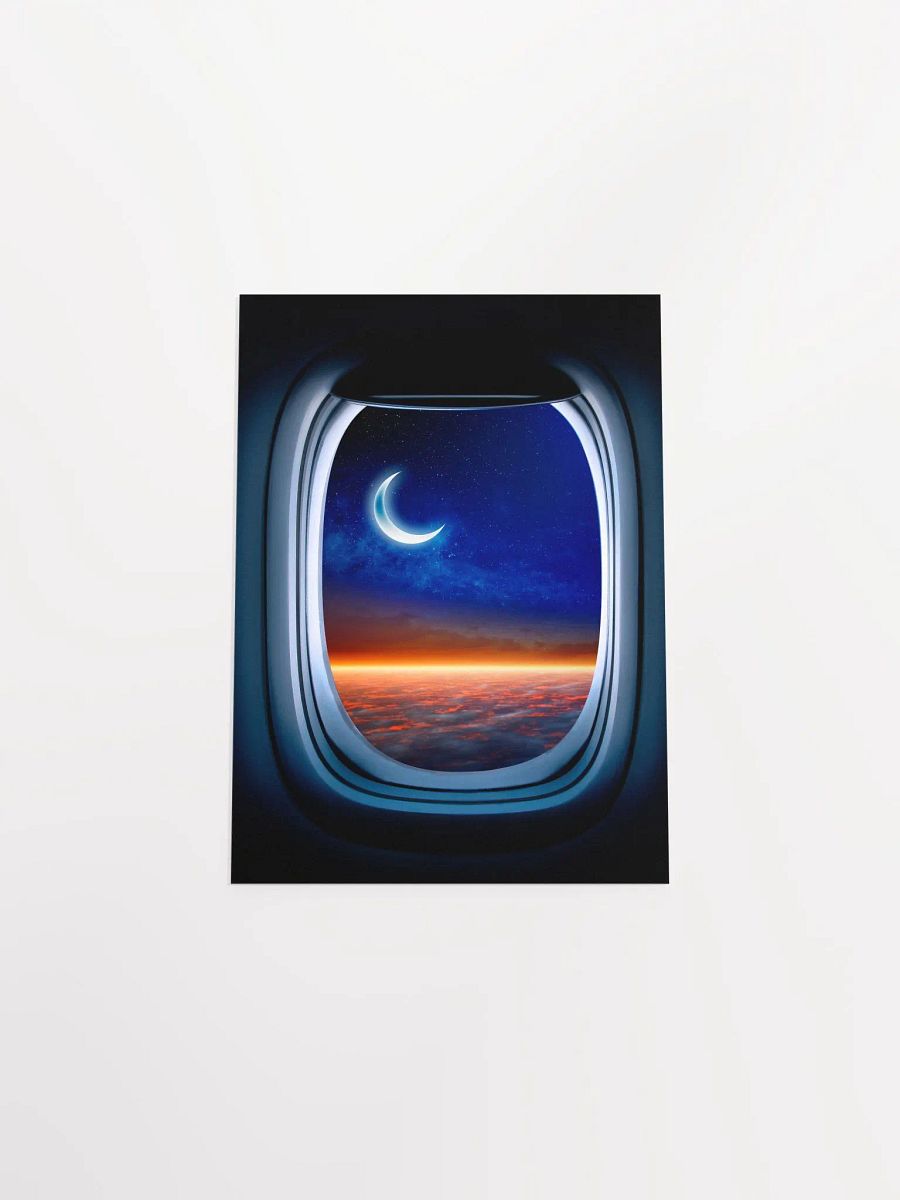 Airplane porthole/window and Moon — Photo paper glossy poster. Space poster, space print, travel gift product image (9)