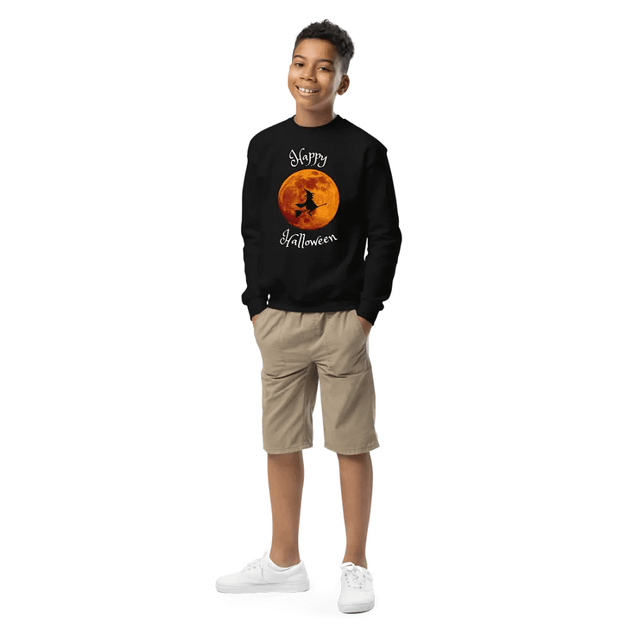 Witchy Moon Silhouette Youth Halloween Sweatshirt product image (1)
