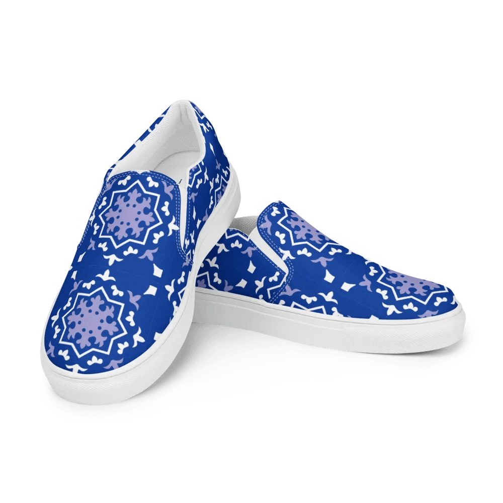 Blue Tile Canvas Slip-Ons for Women product image (12)