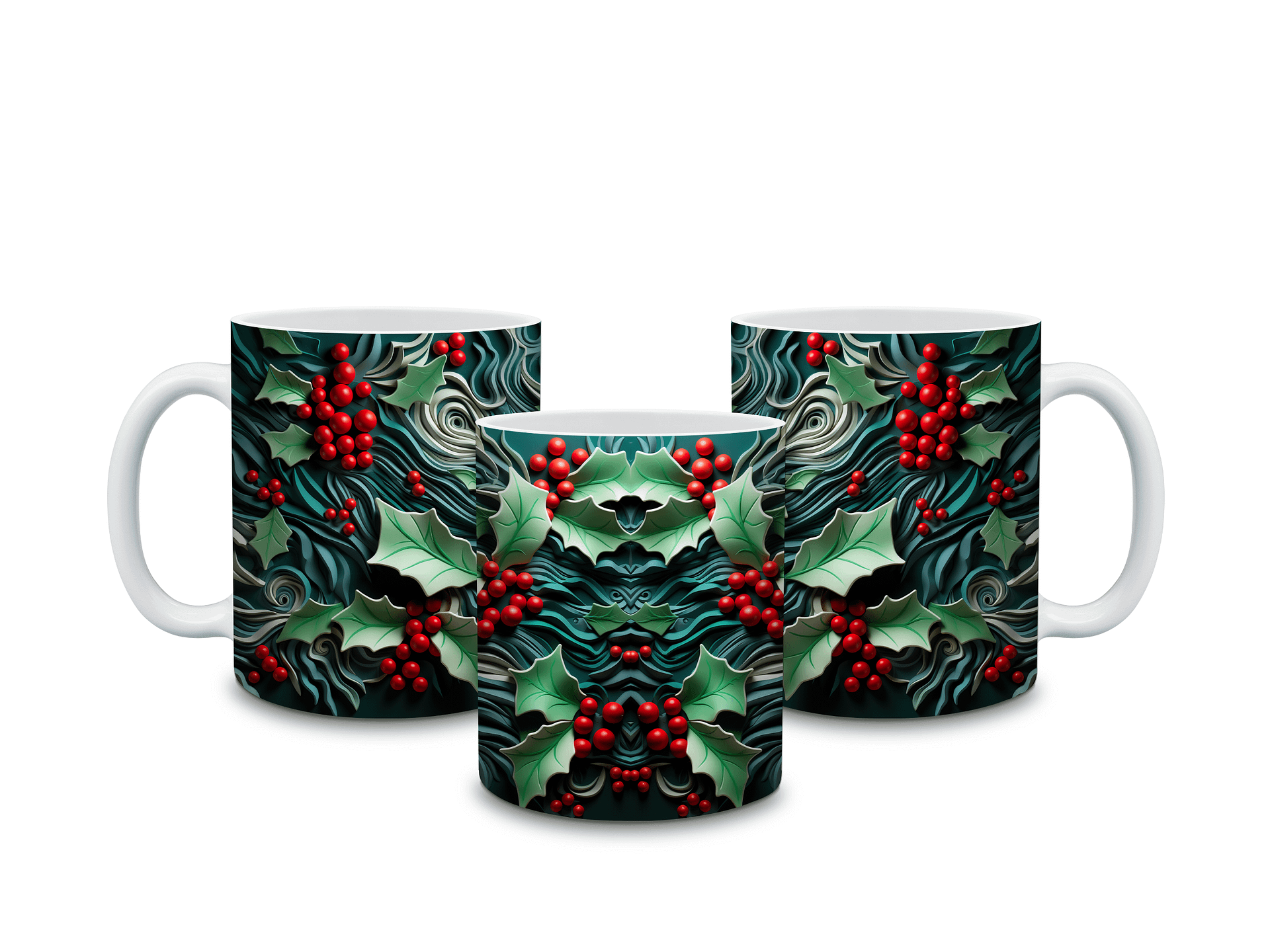 Festive Holly and Berries 11oz Coffee Mug – Elegant Christmas Holiday Ceramic Cup – Perfect for Winter Drinks and Seasonal Décor product image (4)