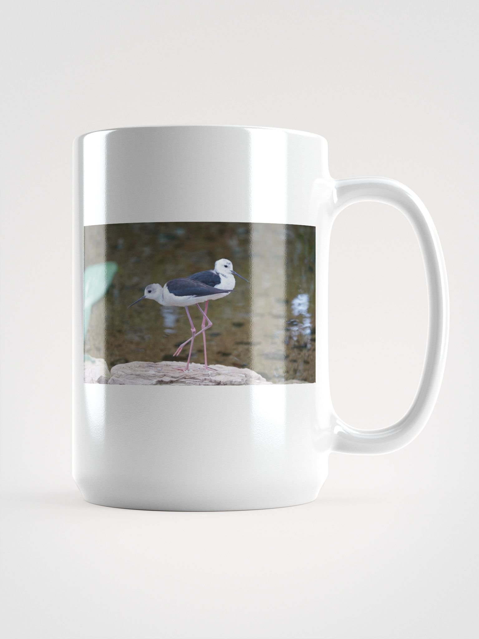 Pink-Legged Birds White Glossy Mug product image (1)
