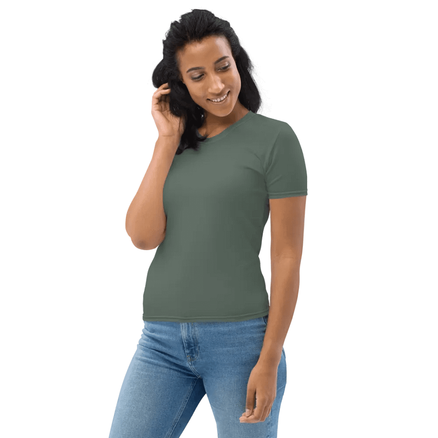 Plain Dark Sage Green Soft Summer Women's Crewneck Polyester Heavyweight Premium T-Shirt by Treasure Pie product image (7)