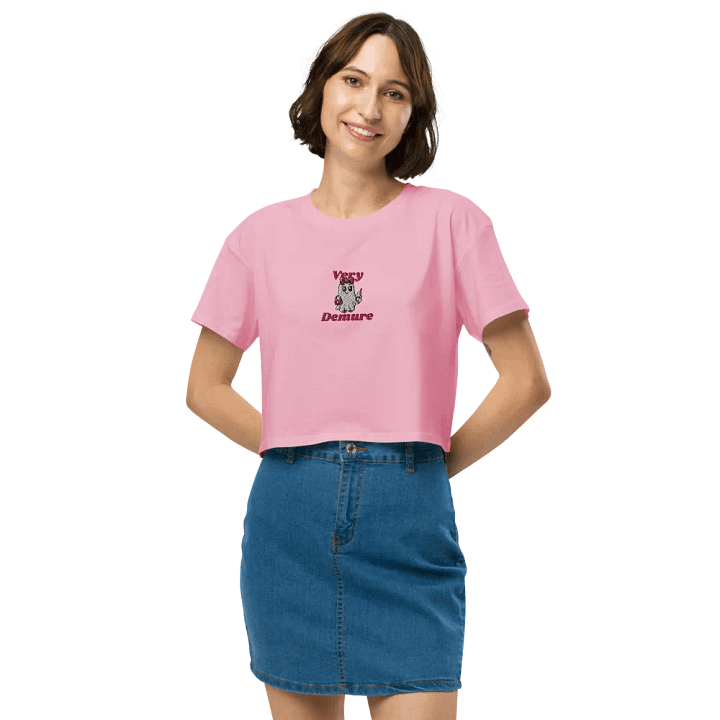 Very Demure Cute Ghost Embroidered Crop Top product image (2)