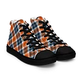 Orange and Blue Sporty Plaid Men's High Top Shoes product image (1)
