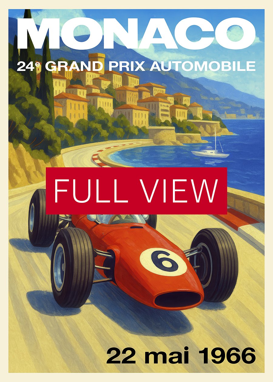 Monaco Vintage F1 Grand Prix 1966 Art Poster — Auto Racing Wall Art, Formula 1 Print product image (3)