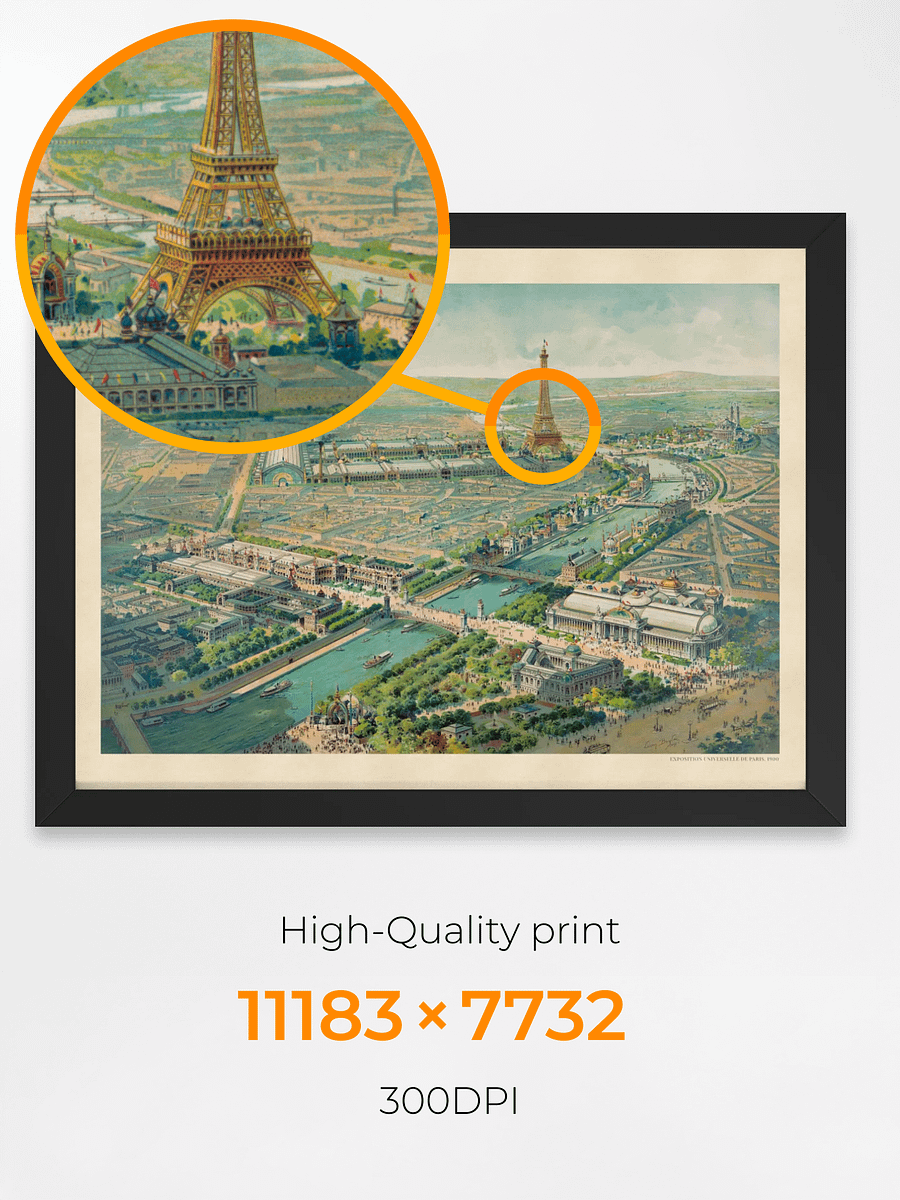 Paris 1900 Framed Poster Print – Hand-Drawn Historic City View product image (4)