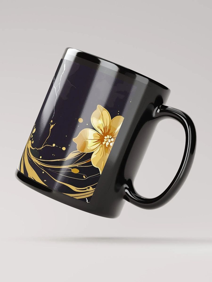 Golden Floral Black Marble Mug product image (4)