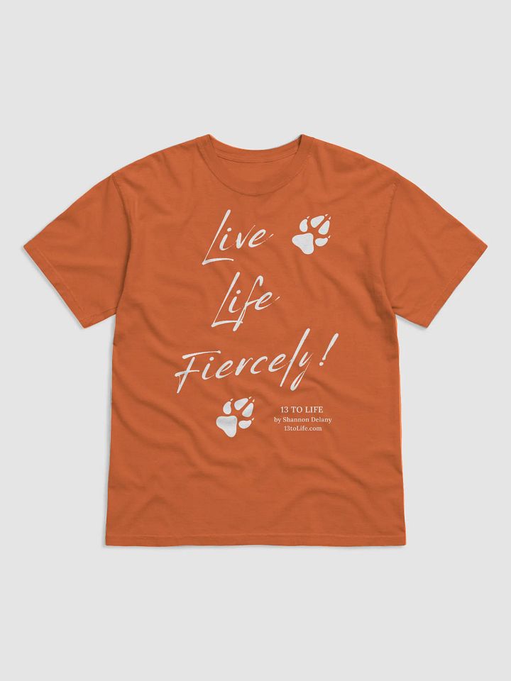 Live Life Fiercely – 13 TO LIFE Paw Print T-shirt – White Print on Color product image (3)