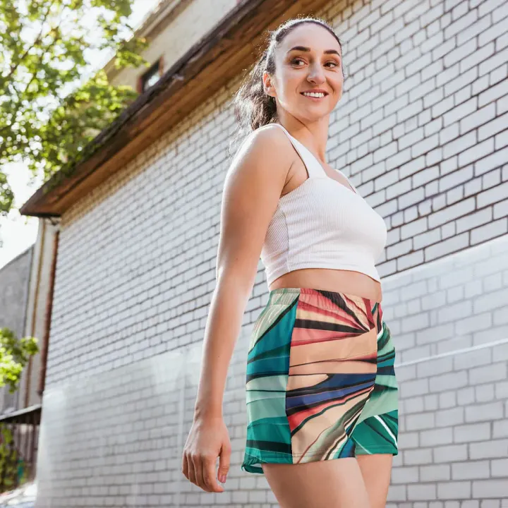 Abstract Geometric Unisex Athletic Shorts in Vibrant Colors (XS-3XL) product image (1)