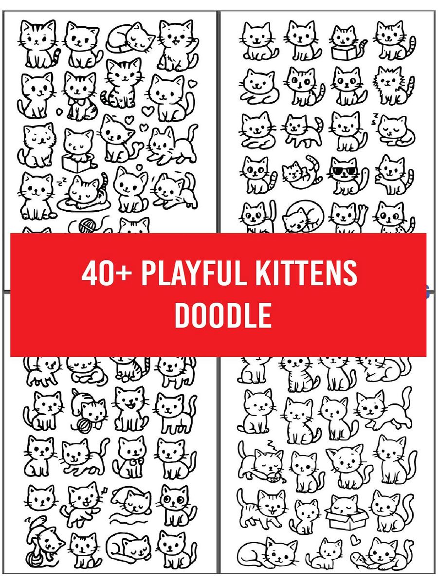 Playful Kittens Doodles – Vector Illustrator File for Creative Projects product image (5)