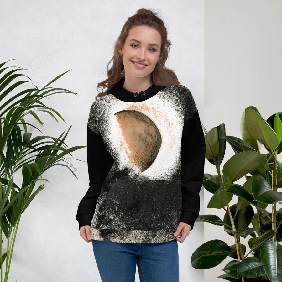 Abstract Textured Disintegrating Moon Unisex Pull Over Hoodie product image (5)