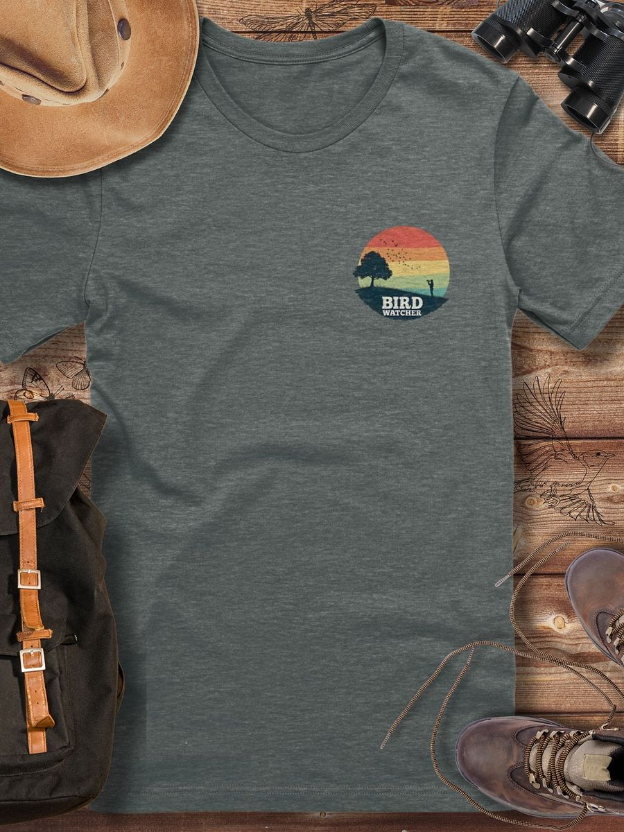 Bird Watching Shirt, Retro Sunset Nature Tee, Ornithologist Gift, Vintage Birdwatcher T-Shirt, Wildlife Lover T-shirt product image (1)