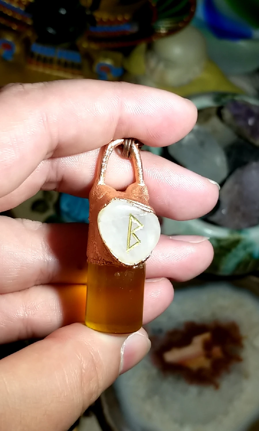 Berkana Rune Quartz Honey Spell Jar Necklace product image (3)