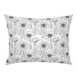 Seamless Pattern - Sketched Daisies in Black and White product image (6)
