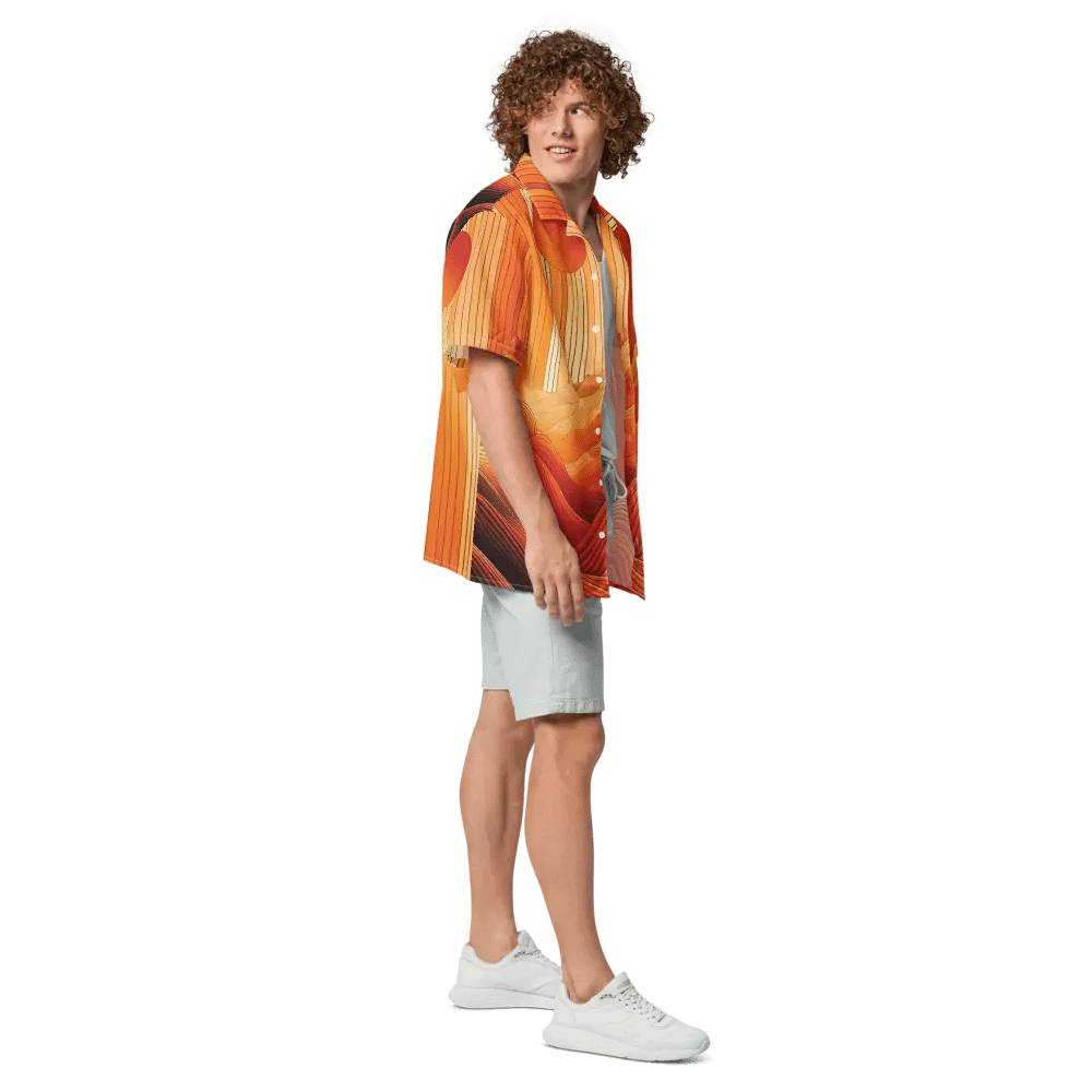 Men's Full-Print-9 Orange Hawaiian Shirt product image (7)