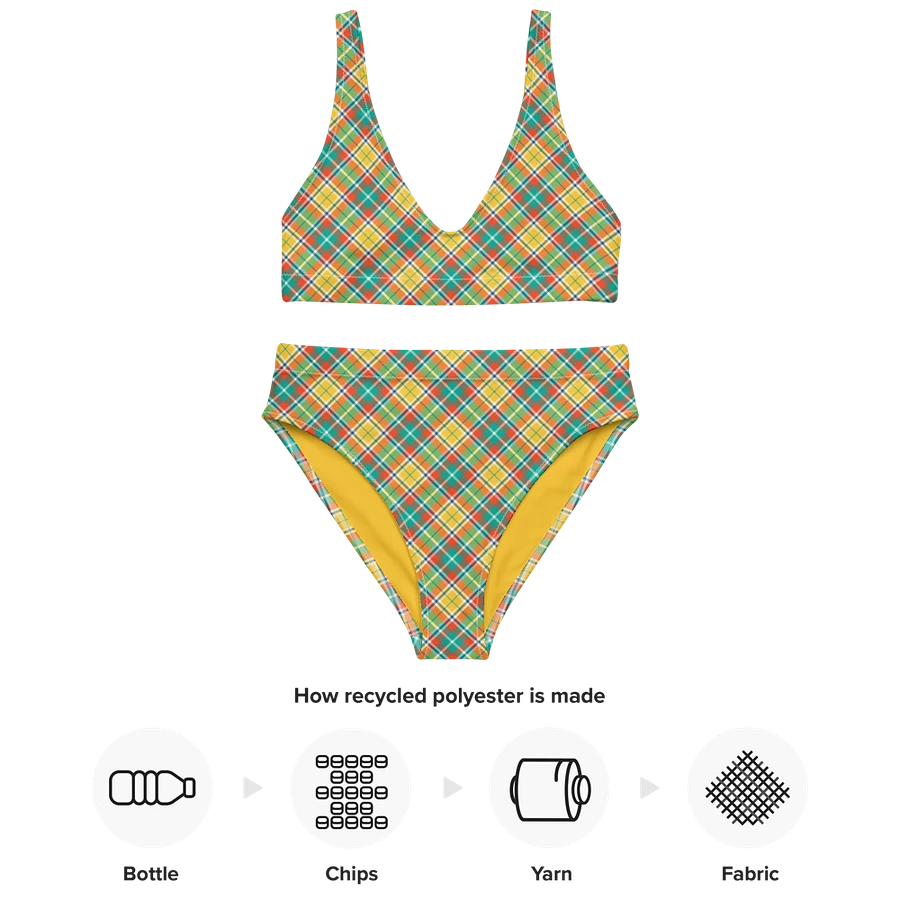 Yellow and Seafoam Green Plaid Bikini product image (10)