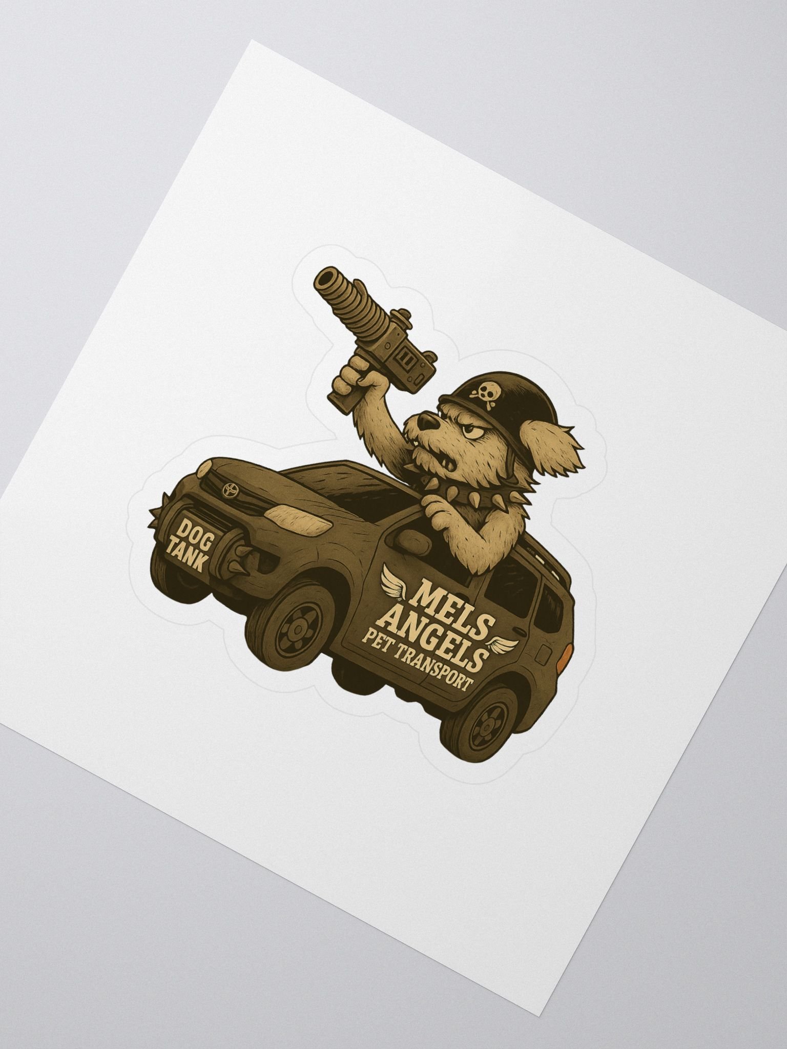 Mel’s Angels “Dog Tank” Sticker – Rebel Dog Vinyl Decal, Military Style Kiss-Cut Sticker for Laptops, Gear & More product image (2)
