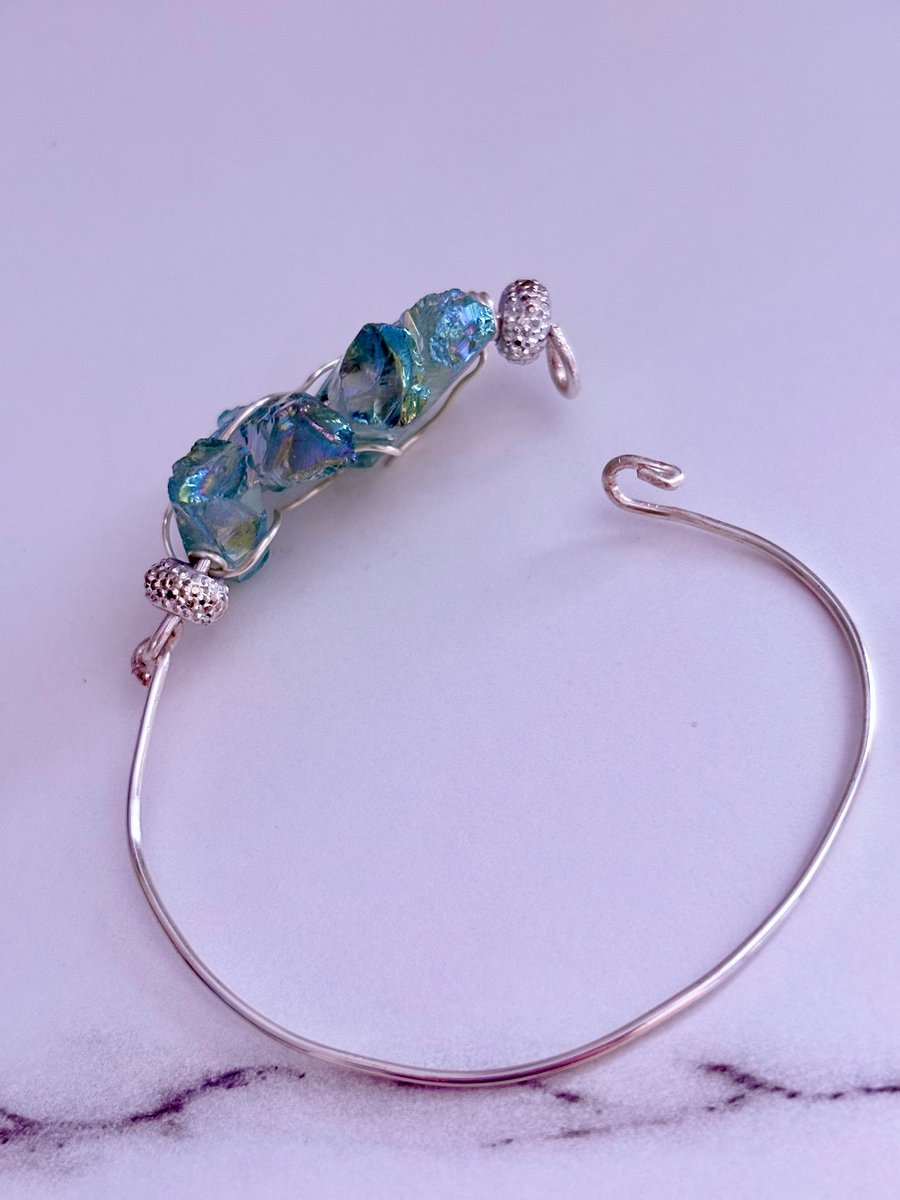 Handmade 7" Wire Wrapped Bracelet | Light Green Crystals | Coastal Charm Jewelry by Monique Faella Designs™ | MFD-00171 product image (6)