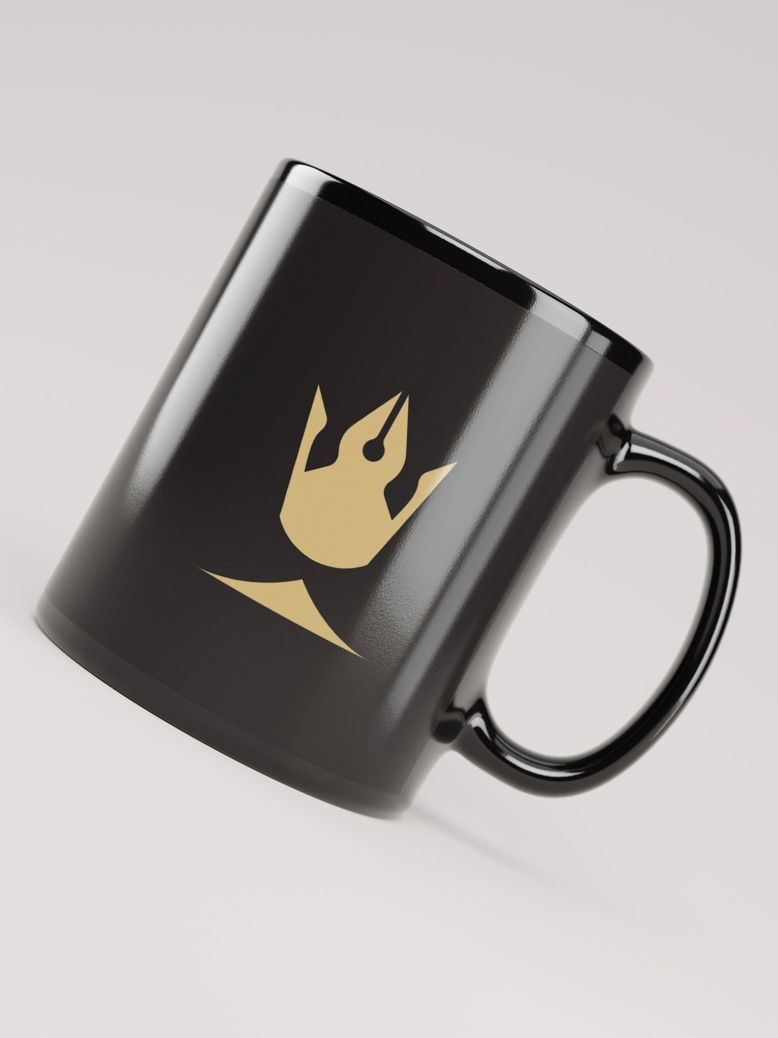 Pixaroma Gold Logo Glossy Black Mug product image (4)