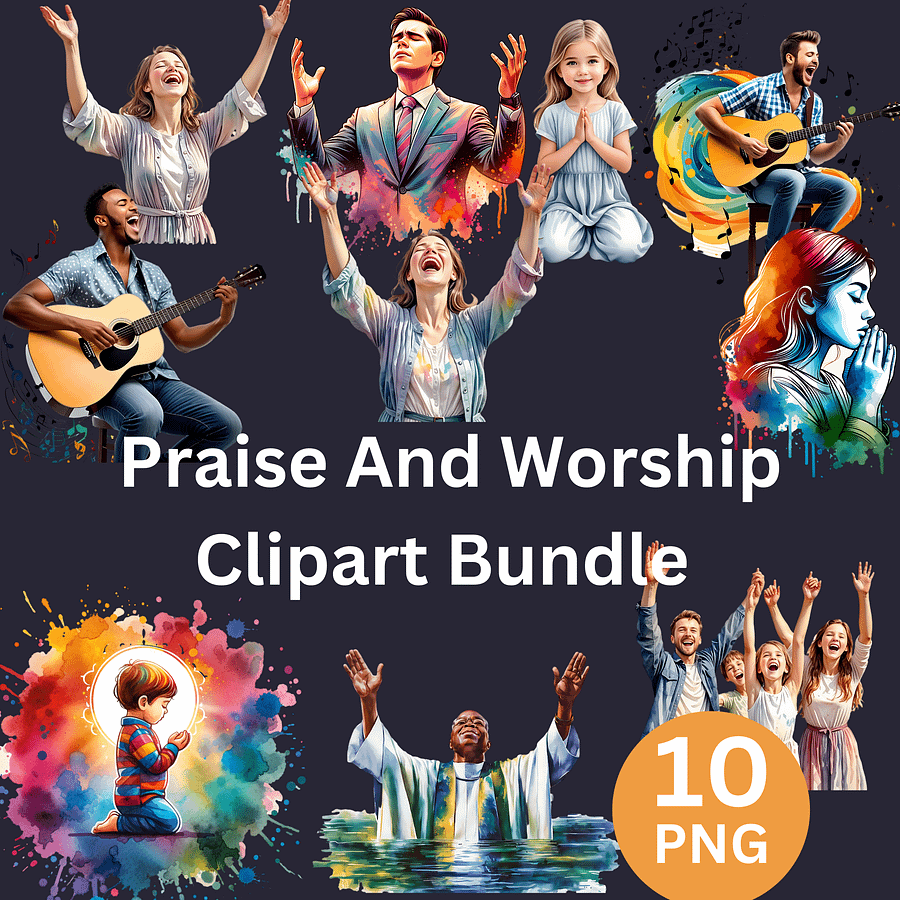 Praise and Worship Clipart Bundle product image (1)