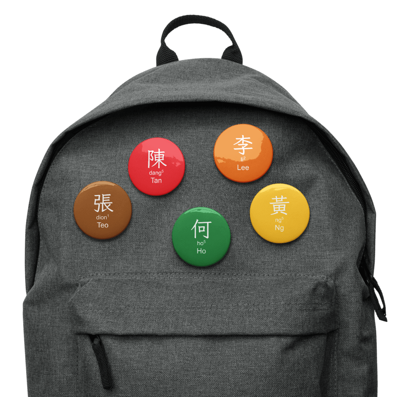 百家姓 Hundred Family Surnames Pin Buttons Set (Teochew) [Series 1, Multicoloured] product image (8)