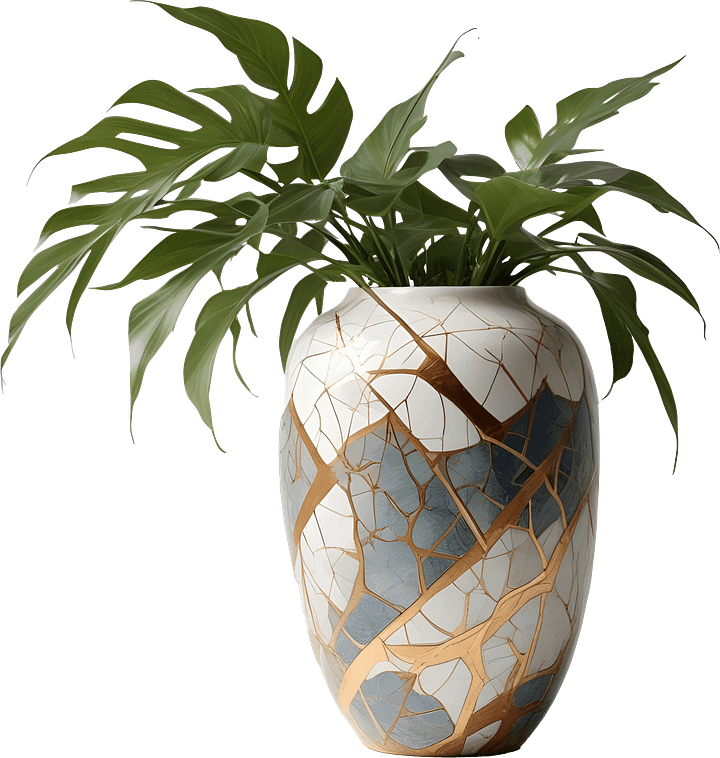 Celestial Harmony – Vase Kintsugi Marble Serenity PNG product image (1)