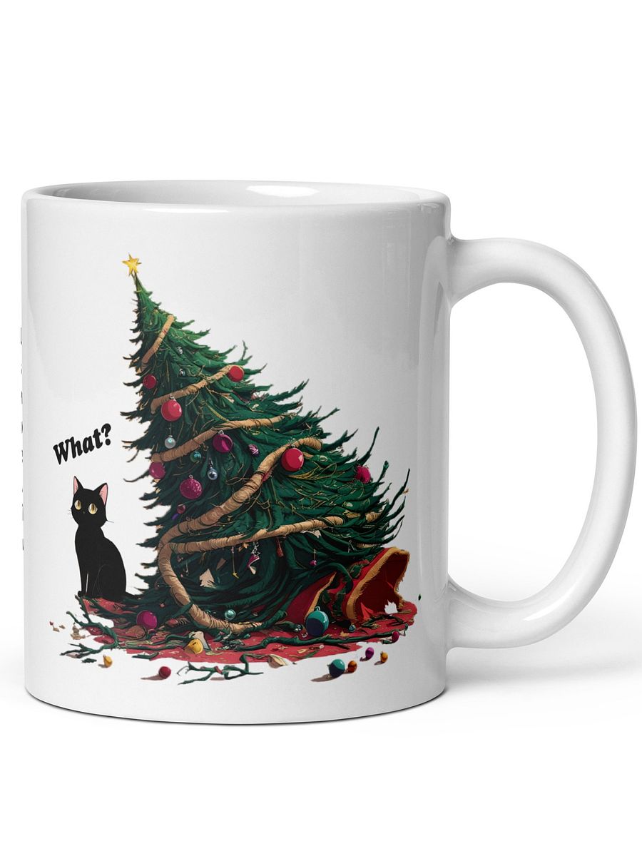 Personalized Black Cat Destroyed Christmas White Glossy Ceramic Mug product image (4)