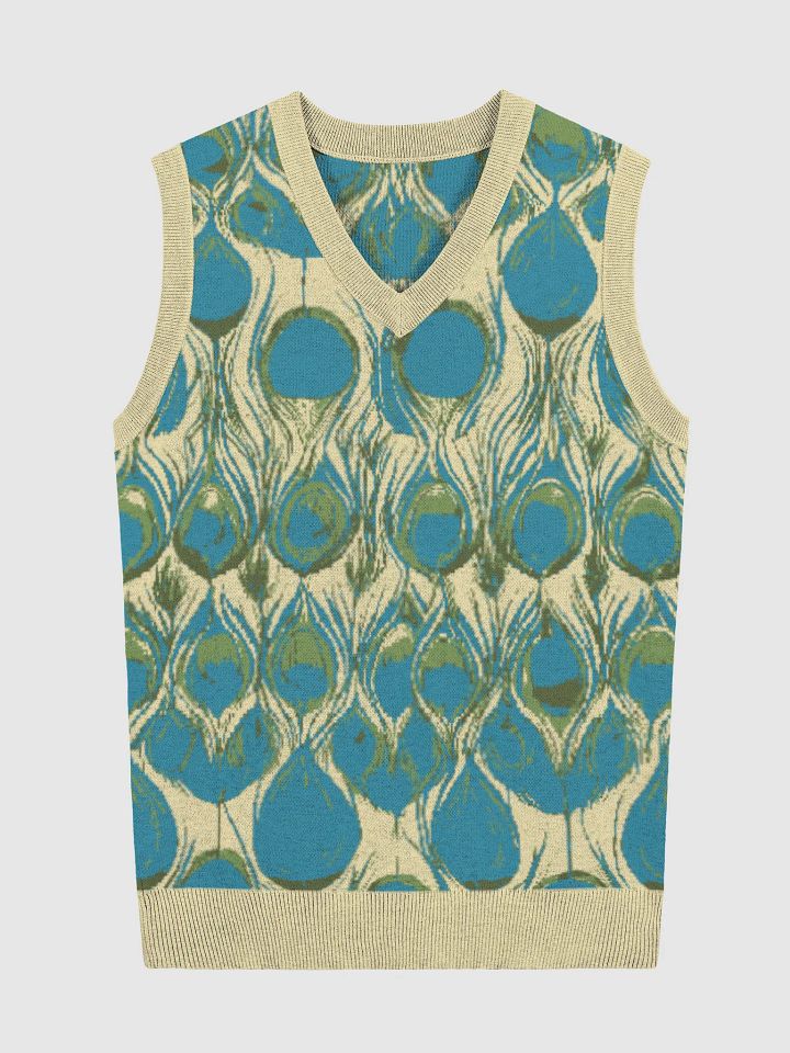 Peacock Feathers Knitted V-Neck Vest (Exclusive) product image (4)