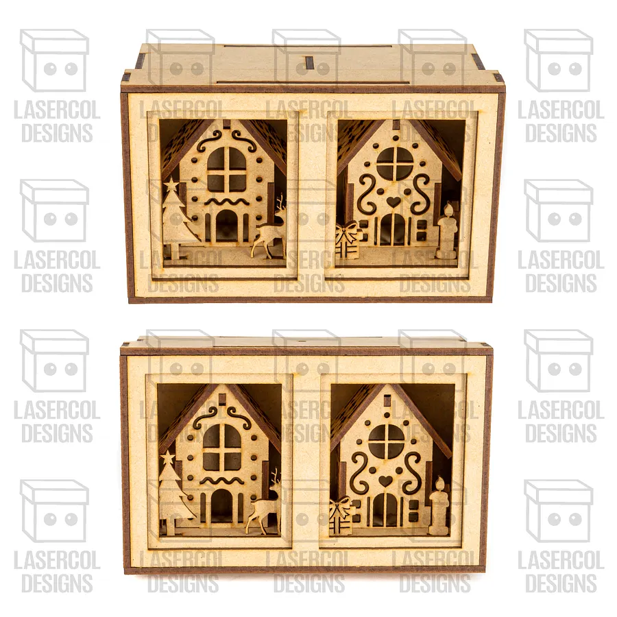 Christmas Houses Ornaments Boxes Set 2 (8 Houses Styles) - Laser Cut Files product image (7)