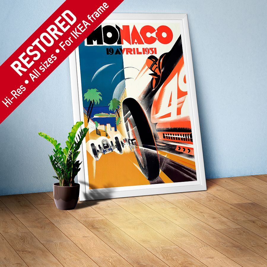 Monaco Vintage F1 Grand Prix, 1931 poster — Vintage Formula 1 poster, Monaco Grand Prix poster, retro travel poster, retro travel art product image (1)