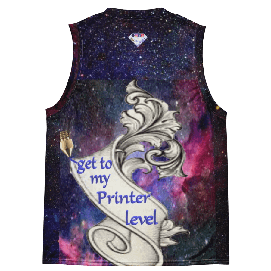 aus recyceltem Unisex-Basketballtrikot, get to my Printer level product image (4)
