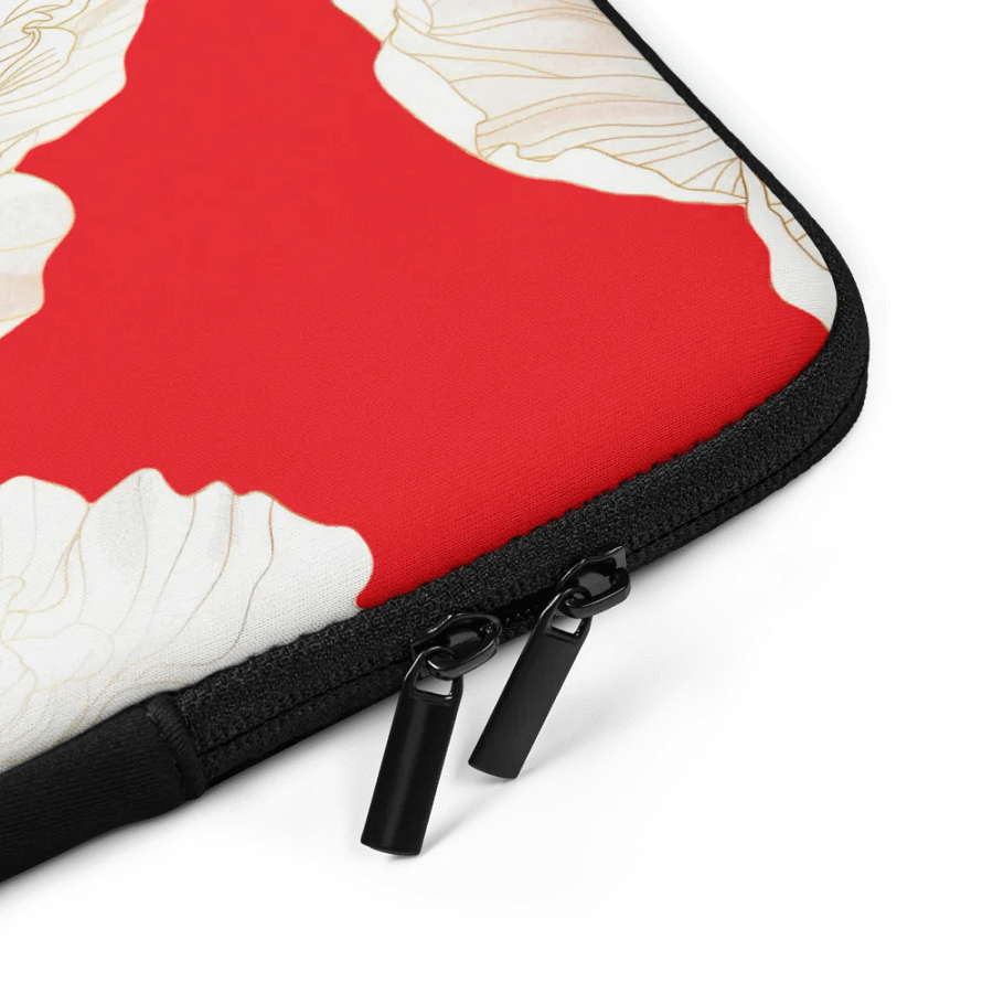 'Golden Blossoms' Red Laptop Cover product image (4)