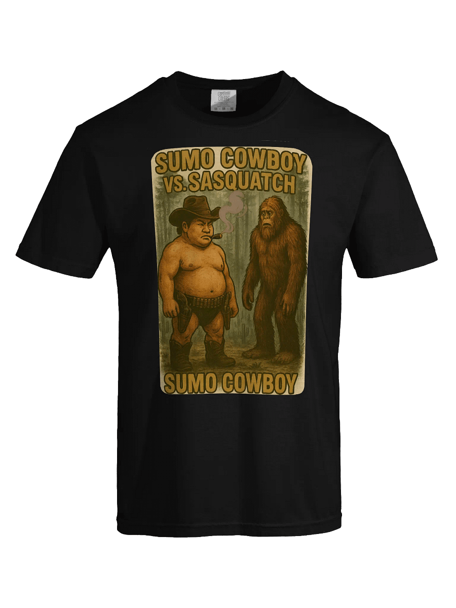 Epic Showdown: Sumo Cowboy vs. Sasquatch T-Shirt product image (5)