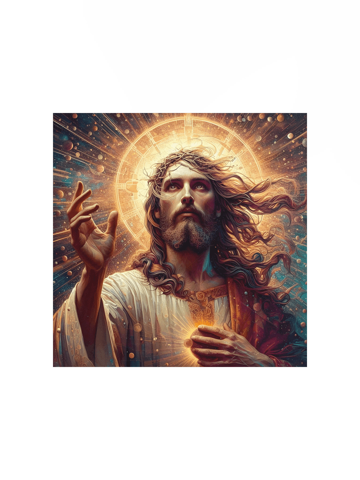 Jesus Christ Cosmic Radiance Wall Art | Epic Christ Art Canvas Print for Home & Sacred Spaces product image (1)