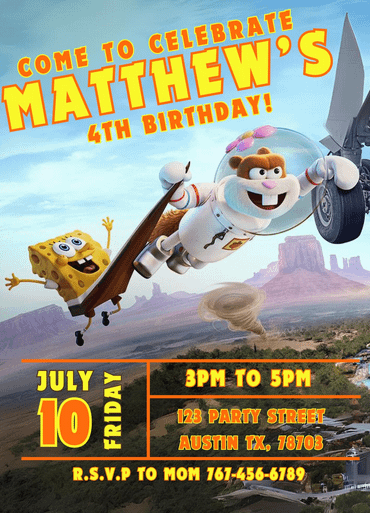 Saving Bikini Bottom: The Sandy Cheeks Movie Digital Invitation - Canva - SpongeBob - New Movie product image (2)