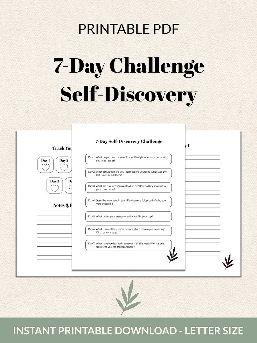 7-Day Self-Discovery Challenge Printable product image (2)