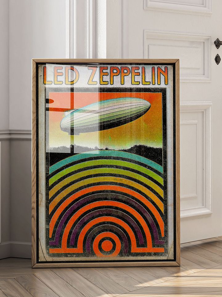 1970s Led Zeppelin Poster | Psychedelic Concert Rock Art Print Memorabilia | Iconic 70s Vintage Music Retro Wall Decor for Rock N Roll Fans product image (1)