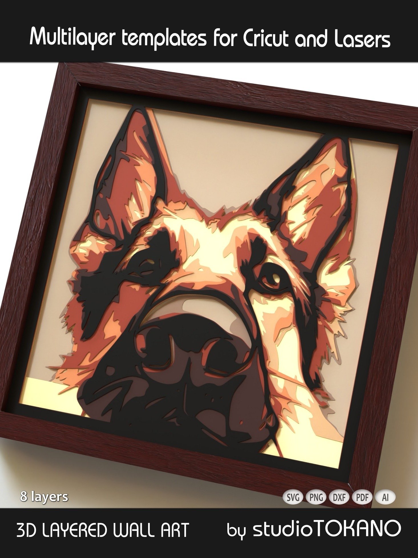 German Shepherd Dog 3D Shadow Box SVG product image (3)