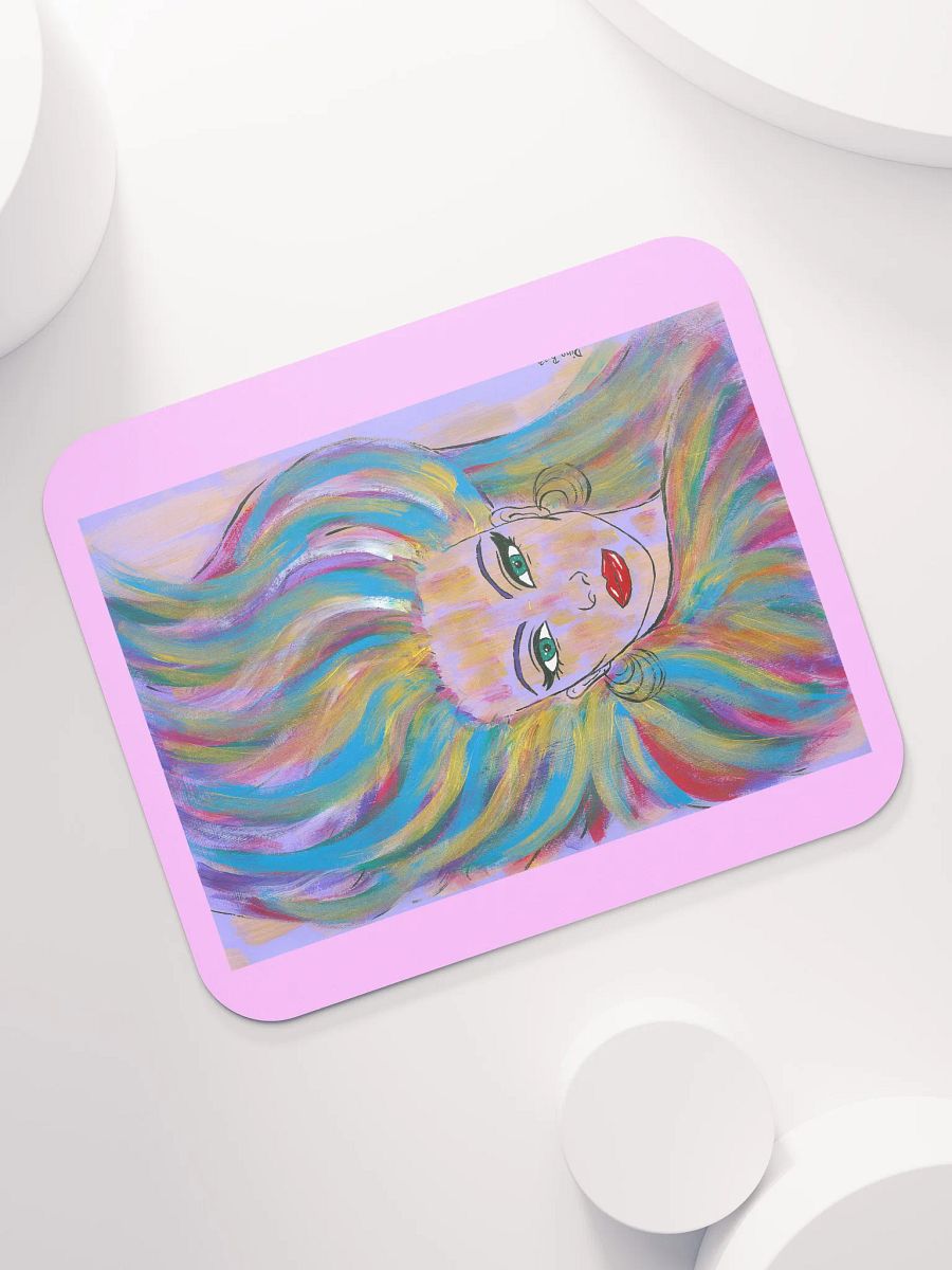 Girl with the colorful hair - (art by Dina R.) - acrylic painting picture - Classic Mouse Pad product image (7)